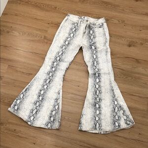 Flared Snake Print Pants